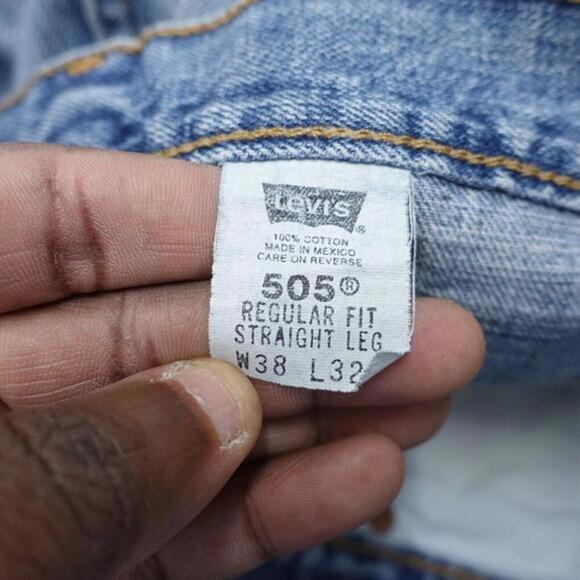 Levi's 505 Jeans Mens 38 X 32 Blue 100% Cotton Loose High-Rise Straight Leg - Picture 5 of 9